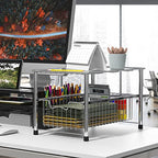 Simple Houseware Chrome Metal Stackable Storage Rack, 16.75 in L x 10.8 in W x 10.25 in H - color: Chrome