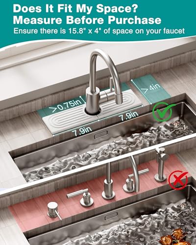 Stone Faucet Mat for Kitchen Sink, Diatomite Sink Protectors - Prevent Moisture Drying Stone Tray Fit Kitchen Counter & Bathroom Counter (White, 15.8" x 4") - color: White, size: 15.8" x 4"