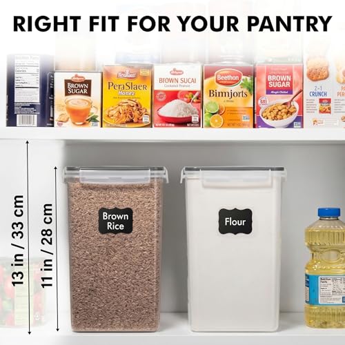 WHITE FEATHER SUPPLIES 2 PC [6.5L / 220 Oz] Large Food Storage Containers with Lids Airtight - BPA Free Clear Plastic Kitchen and Pantry Storage Containers, Bulk Storage for Cereal, Flour, Sugar, Rice - color: Black - 2 Pack