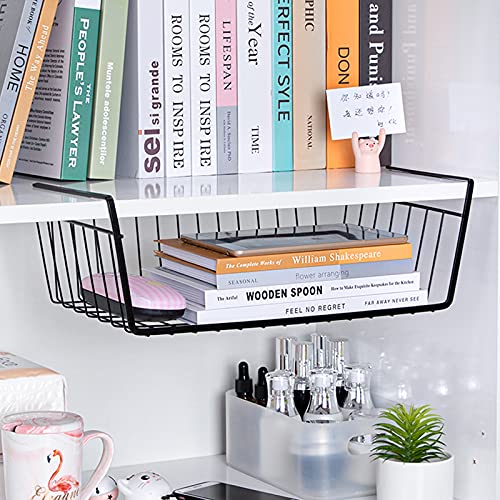 Under Shelf Basket Undershelf Storage Basket Pantry Shelf Organizer Metal Under Cabinet Shelf Hanging Storage Bin Slides Cabinet Shelves for Kitchen Pantry Storage Space Saving - color: 2 Pcs, size: Small