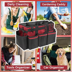 SCAVATA Wearable Cleaning Caddy, Cleaning Caddy Supplies Organizer with Handle & Shoulder Straps for Housekeepers, Under Sink & Car Cleaning Tool Organizers Bag with 4 Foldable Divider (Wine) - color: Wine