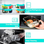 VERONES 5 Pack Glass Meal Prep Containers 2 Compartment Set, 36OZ Airtight Glass Lunch Containers, Glass Food Storage Containers with Lids, for Microwave, Oven, Freezer & Dishwasher Friendly,Green - color: Green