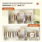 79"H Closet System, 2-8.2FT Metal Closet Organizer with 4 Expandable Hanging Rods, Walk In Closet Organizers and Storage, Clothes Closet with 5 Hanging Zones, 2 Drawers, 2 Shelving Towers
