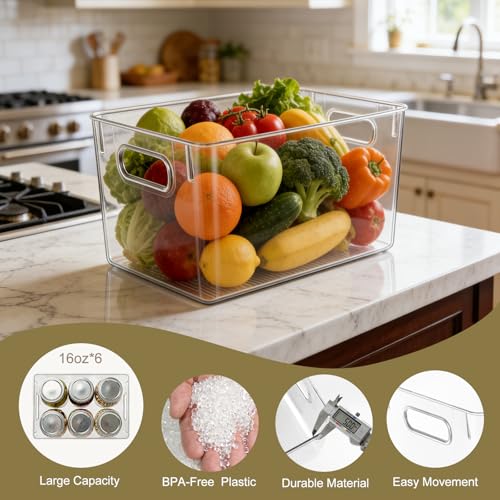 Hudgan Pantry Organizers Storage, Set of 8 Clear Organizer Bins 4 Large and 4 Small Stackable Storage Containers for Fridge Freezer, Kitchen Cabinet, Under Sink - size: 4S+4L