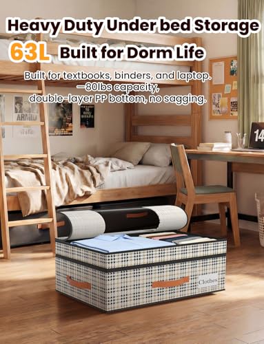 2-Pack Under Bed Storage with Wheels and 6 Vacuum Seal Bags, Adjustable Height 7.9"-10.2",Heavy Duty Capacity, Clear Lid Organizer for Dorm Bedroom Clothes Shoes Books,Quick Assembly Space Saver - color: Houndstooth, size: 10.2 inches