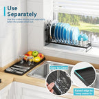 ANTOPY Small Dish Drying Rack - Compact Dish Rack for Kitchen Counter with Silicone Dish Drying Mat, Stainless Steel Dish Drainer for Kitchen Sink Cabinet, Space Saving Plate Rack Cutlery Holder - style: Counter (Small)