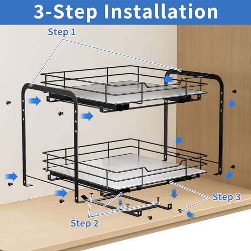 BOIVSHI 2-Tier Spice Rack Organizer, Pull Out Spice Rack for Cabinet, Height Adjustable Heavy Duty Metal Basket for Inside Cabinet & Pantry (11.5''Wx10.5''Dx9.5''H) - size: 2 Tier,11.5''Wx10.5''Dx9.5''H
