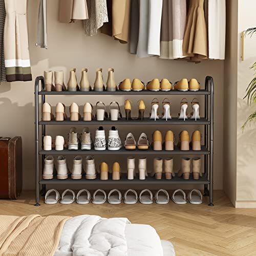 INGIORDAR Shoe Rack 4 Tier Long Storage Organizer Wide Metal Shoe Shelf for Closet Entryway Black - color: Black, size: 4 Tier