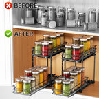 RCHYFEED Spice Organization for Cabinet, 2 Tier Pull Out Spice Rack for Seasoning Organizer, Height Adjustable Heavy Duty Metal Basket for Inside Cabinets & Pantry Closet(5.5" Wx10.5 Dx9.5 H) - size: 2 Tier-5.5''Wx10.5''Dx9.5''H