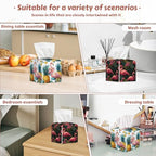 2 Pcs Flamingo Palm Leaf Tissue Box Cover Leather Tissue Box Holder Square Facial Paper Organizer Dispenser for Bedroom Dresser Night Stand Office Desk - color: Flamingo Palm Leaf