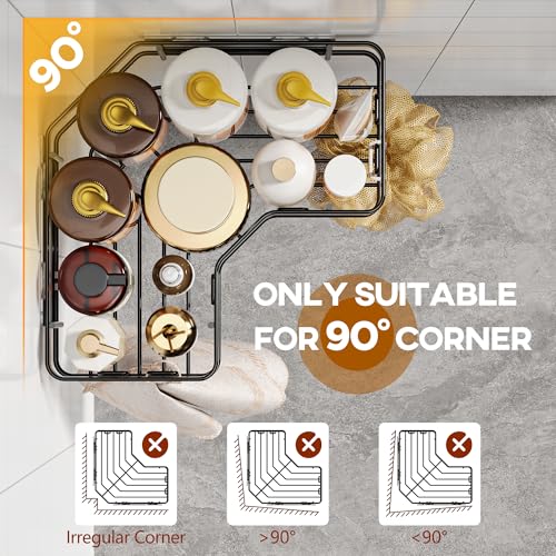 MAXIFFE 3 Pack Corner Shower Caddy with Soap Holder, Large Capacity Sturdy Easy Install No Drilling Stainless Steel Hold 40 LBS Shower Organizer Shelves Rack Storage for Family Renters Bathroom, Black - color: Black L