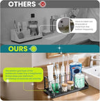 Bathroom Countertop Organizer - Detachable 7 Slots Kids Electric Black Toothbrush and Toothpaste Holder Drainage Tray for Bathroom Accessories Organization Counter Vanity Sink Storage - size: X-Large