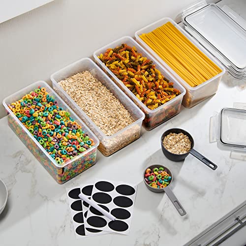 Large Airtight Food Storage Containers with Lids Set of 4 3.2L - 102 fl. oz Pasta storage Containers, BPA Free Plastic Spaghetti container - Air Tight Canisters for Kitchen Pantry Organization - color: 01 - Horizontal (Set of 4)