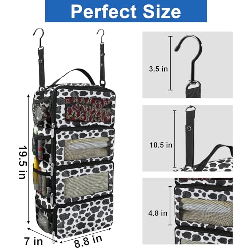 Olosar Suitcase Organizer, Travel Luggage Organizer Portable Hanging Travel Shelves Collapsible Hanging Packing Cubes for Carry on Suitcase - color: Cow Pattern-S, size: Small