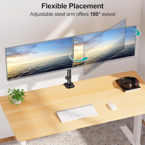 MOUNT PRO Dual Monitor Mount Fits 13-32 Inch/17.6lbs LCD Screen, Computer Monitor Desk Mount, Articulating Monitor Arm, Height Adjustable Display Stand for 2 Monitors, VESA Mount 75x75/100x100mm - color: Black C-clamp, size: Dual