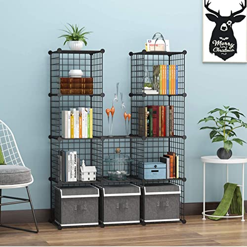 C&AHOME Wire Cube Storage, 12-Cube Storage Organizer Metal, C Grids Storage Bins Shelving, Modular Bookshelf Shelf, Closet Cabinet Ideal for Bedroom, Office 36.6”L x 12.4”W 48.4”H Black - color: Black