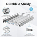 ZOINLIY Pull Out Cabinet Organizer, Versatile Slide Out Kitchen Organizers and Storage,Heavy Duty Drawer Cupboard Storage Basket, Smooth Sliding, Chrome Finish,14.8" W x 21" D - size: 14.8”W x 21”D (Outside Dimensions)