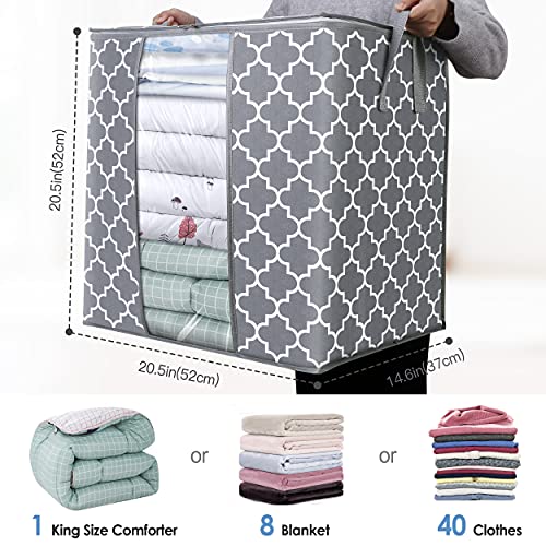WISELIFE Storage Bags 4 Pack/100L Large Blanket Clothes Organization and Storage Containers for Comforters,Bedding, Foldable Organizer with Reinforced Handle, Clear Window, Sturdy Zippers,Light Gray - color: Light Grey, size: 4x 100L