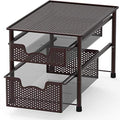 Simple Houseware Stackable 2 Tier Sliding Basket Organizer Drawer, Bronze - color: Bronze, size: 2-Tier