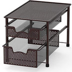 Simple Houseware Stackable 2 Tier Sliding Basket Organizer Drawer, Bronze - color: Bronze, size: 2-Tier