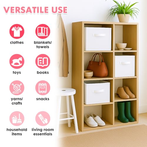 PowerKing Collapsible Storage Cubes with Handles, Fabric Foldable Bins for Closet Shelves, Durable Organization Storage Bins, 10.5'' x 11'' x 10.5'' (2Pack, White) - color: White, size: 2Pack