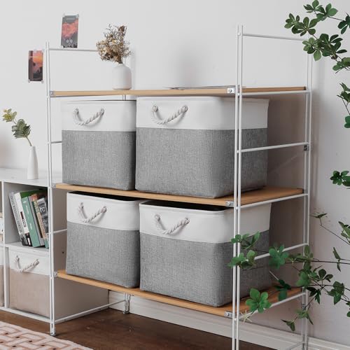 13×15×13 Inch Storage Cubes,6 Pack Cube Storage Bins for Shelves,Fabric Collapsible Storage Bins with Handles, Foldable Storage Basket for Organizing Clothes,Books (White&Gray,13"x15"x13") - color: White&Gray, size: Cube - 13"x15"x13"