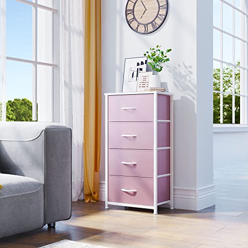 YITAHOME Storage Drawer with 4 Drawers - Fabric Dressers for Teen, Dresser for Bedroom, Living Room, Closets - Sturdy Steel Frame, Wooden Top & Easy Pull Fabric Bins, Pink - color: Pink, style: 4-Drawer