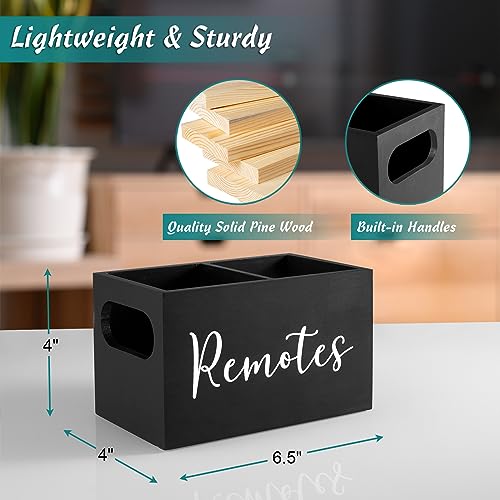 DRASTAR Remote Control Holder, Wood TV Remote Holder, Remote Storage Caddy, Remote Control Organizer (Black, 2 Slots) - color: Black, size: 2 Slots