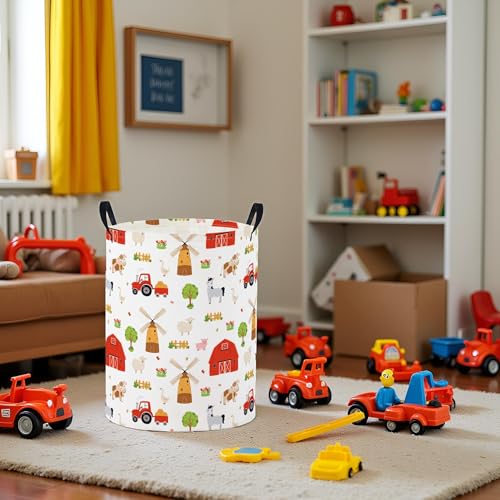 Baby Laundry Basket Baby Nursery Hamper Kids Laundry Basket Toy Storage Bin for Boys Room Decor Gift Baskets for Bedroom Bathroom(Farm) - color: Farm