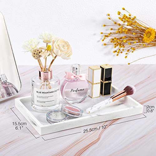 Luxspire Bathroom Vanity Tray, Resin Dresser Jewelry Ring Dish Tank Storage Kitchen Sink Countertop Organizer Plate Holder for Perfume Candles Soap Towel Plant Bathroom Accessories, M, Gravel White - color: Gravel White, style: M
