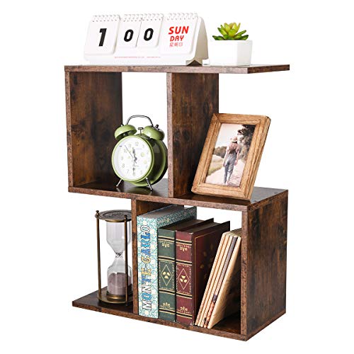 PAG Desktop Shelf Freestanding Wooden Small Bookshelf Desk Supplies Organizers and Accessories Storage Display Rack Office Dorm Decor for Women, Antique Brown - color: Antique Brown, size: Style 4