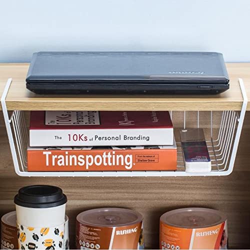 Under Shelf Basket Undershelf Storage Basket Pantry Shelf Organizer Metal Under Cabinet Shelf Hanging Storage Bin Slides Cabinet Shelves for Kitchen Pantry Storage Space Saving - color: 2 Pcs, size: Small