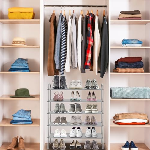 Simple Houseware 5-Tier Shoe Rack Storage Organizer, Grey - color: Grey, size: 5-Tier
