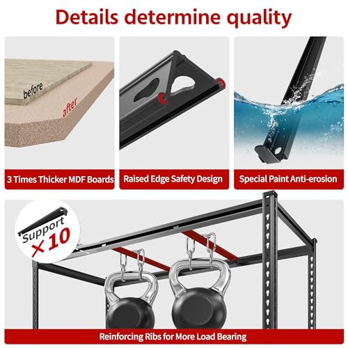 REIBII 48" W Garage Shelving Heavy Duty, 3000LBS Storage Shelves, 5-Tier Adjustable Metal Shelving, Garage Shelves Sturdy Industrial Shelf, Easy Assemble, 72" H x 48" W x 18" D - size: 48" W x 72" H x 18" D
