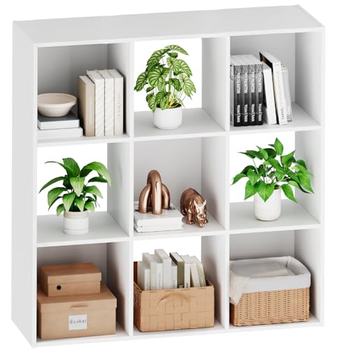 Sweetcrispy 9 Cube Storage Organizer - Open Cube Bookshelf with 5 Removable Back Panels, Display Storage Bookcase for Living Room, Bedroom, Entrance Hall, Home Office，36" L×11.6" W×36" H, White - color: White, size: 9-Cube(36"L×11.6" W×36"H)