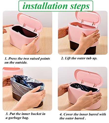 LTWQLing Mini Trash Can with Lid - Removable Small Garbage Can, Tiny Plastic Trash Bin, Pop Up Countertop Wastebasket, Counter Garbage Lint Bin for Bathroom,Office,Kitchen,Desk,Coffee Table(Sky Blue) - color: Sky Blue