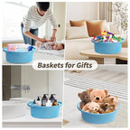 Pro Goleem Small Woven Basket with Gift Bags and Ribbons Durable Baskets for Gifts Empty Small Rope Basket for Storage 12"X 8" X 5" Baby Toy Basket with Handles, Blue - color: Blue