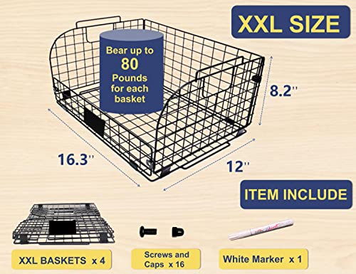 4 PACK XXL Stackable Wire Baskets for Storage Pantry,Fruit Basket For Kitchen Cabinet,16.3''x12''x8.2''Vegetable Fruit Snack Chips Onion Potato Cans Organization, pantry organizers and storage