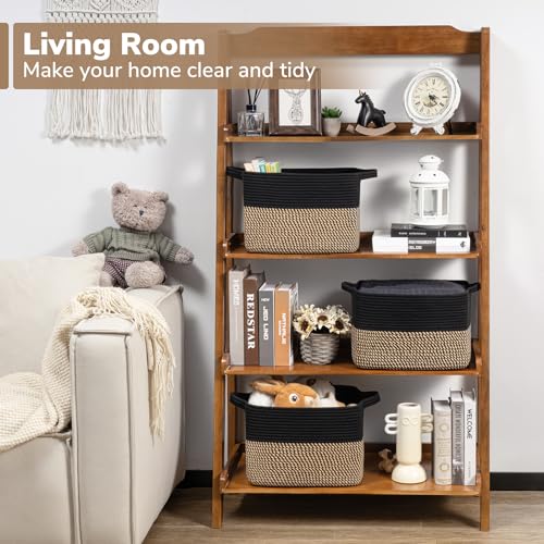 Goodpick Cube Storage Bins - Towel, Book, Cloth, Shoes, Closet Shelf Woven Baskets for Office, Baby Laundry, Toys, 13''x10''x9'' - color: Black, size: 13"L x 10"W x 9"H