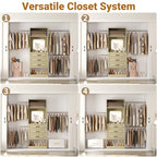 Unikito 48" W - 96” W Closet System with Mirror, 8FT Walk in Closet Organizer with Drawers and 3 Extendable Hanging Rod, Sturdy Wood Clothing Garment Rack with 25” Tower, Max Load 1000 LBS, White Oak - color: White Oak