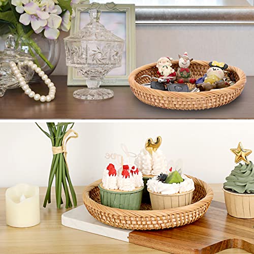 Hipiwe Small Woven Wicker Basket - 7.6" Round Entryway Organizer for Keys, Wallet, Cell Phone & Snacks - color: Natural Color, size: X-Small, 7.6"