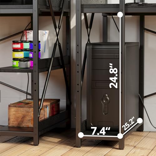 IRONCK Computer Desk 47" with Power Outlet and Storage Shelves, Study Writing Table with USB Ports Charging Station, PC Desk Workstation for Home Office, Black - color: Black, size: 47 inches