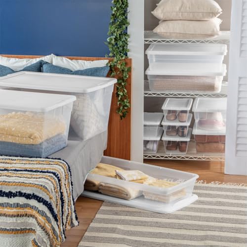 Sterilite 24-Pack 41 Quart Storage Box, Stackable Clear Plastic Bins with Snap-On Lids - Heavy-Duty Organizing Containers for Closet, Bathroom, and Office - size: 41 Quart, style: 24