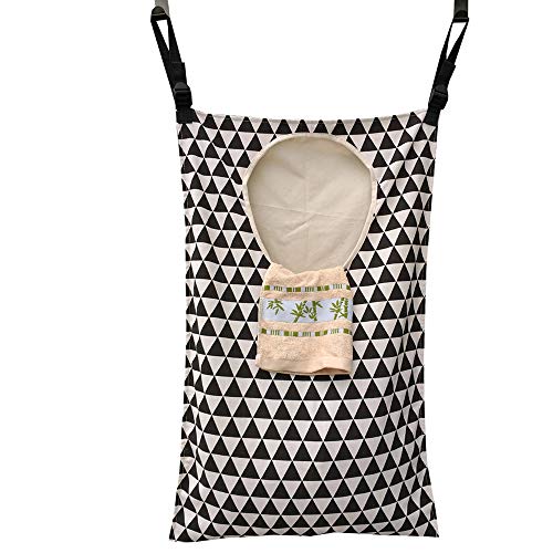 Adjustable Space Saving Door Hanging Laundry Hamper Bag with Stainless Steel Hooks