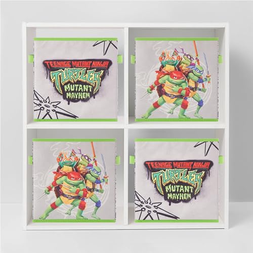 Teenage Mutant Ninja Turtles: Mutant Mayhem Storage Cubes – Set of 2 Collapsible Fabric Bins, 10x10 Inch - Kids Toy Organizer Baskets for Bedroom, Playroom, Closet – TMNT Room Decor - color: Ninja Turtles