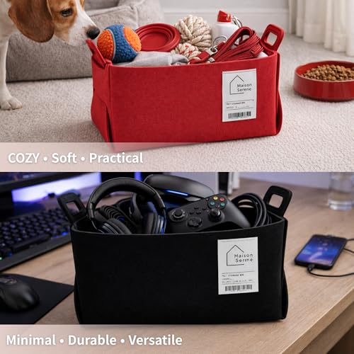 Felt Storage Bin - Foldable Fabric Storage Basket with Handles, Multi-Purpose Storage Organizer for Shelves, Closet, Toys, Clothes, Blankets, Bedroom, Living Room & Nursery, Purple, Small - color: Purple, size: S