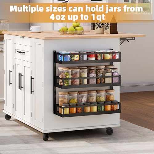 X-cosrack Wall Mount Spice Rack Organizer 5 Tier Height-Adjustable Hanging Spice Shelf Storage for Kitchen Pantry Cabinet, Dual-Use Seasoning Holder Rack with Hooks, Black-Patented - color: Black, size: 5x 4.6"D
