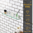 KOKOSIRI Floating Shelves Wall Mount 20-Inch Bathroom Tempered Glass Shelf Shower Storage Kitchen Rack, 2 Pack Brushed Stainless Steel B1107BR-L20-P2 - color: Brushed Nickel, size: 20-Inch(2 Pack)