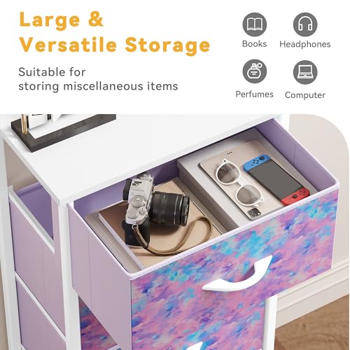 DWVO Dresser with 4 Drawers - Storage Tower Unit, Dresser for Bedroom, Living Room, Closets - Sturdy Steel Frame, Wooden Top & Easy Pull Fabric Bins, Purple - color: Purple, style: 4-Drawer