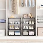 Autonomier 4 Tier Extra Small Shoe Rack (16.3" Wide), Narrow Stackable Kids Toddler Adult Shoe Storage Organizer Shelf for Closet Floor Entryway Bedroom, Space Saver Shoe Rack Organization Shelves